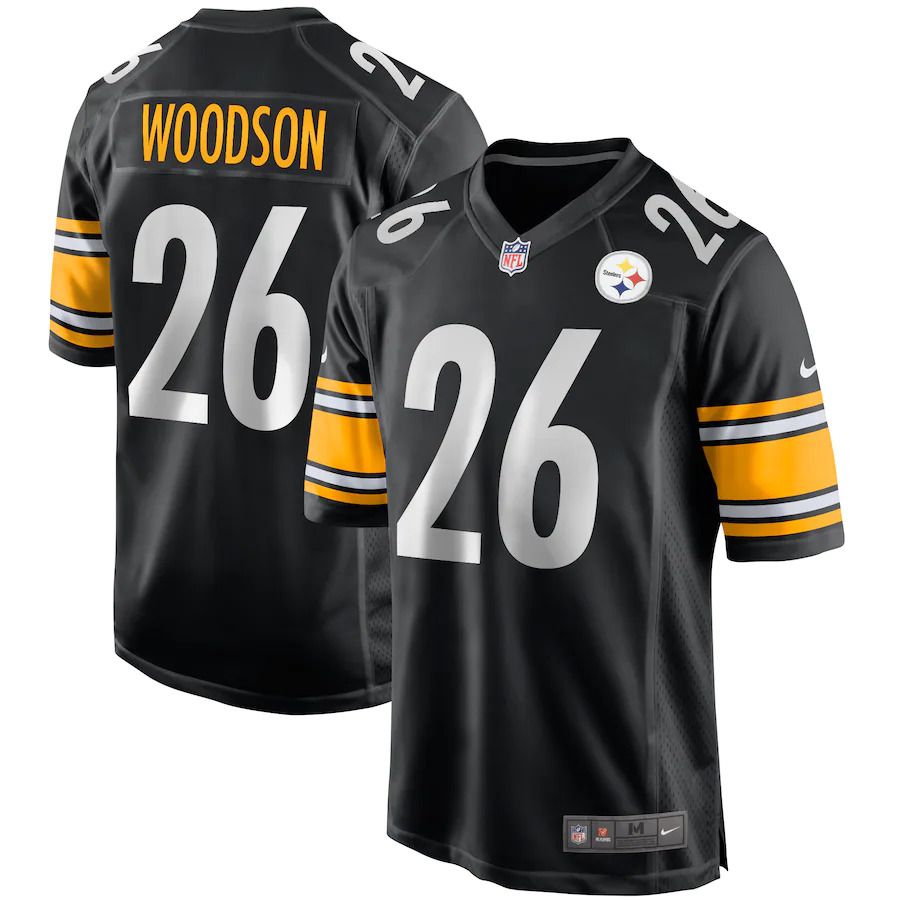 Men Pittsburgh Steelers 26 Rod Woodson Nike Black Game Retired Player NFL Jersey